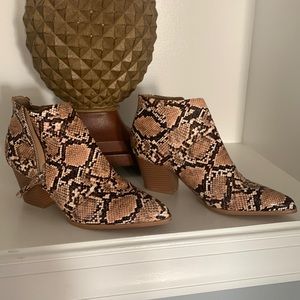 Faux snake skin boots, never worn, size 10 women’s